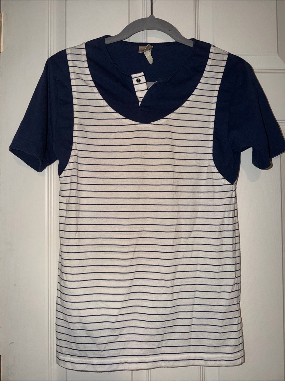 Levi's Vintage 80s Striped Deep Navy Crewneck Tee With Layered Look